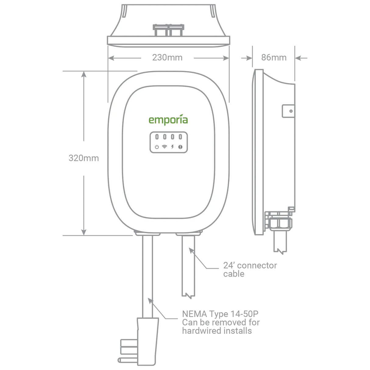 Classic EV Charger 48A J1772 | Hardwired